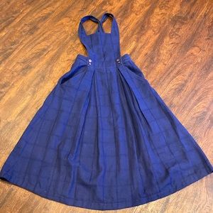 Esprit Pinafore Dress purple blue cotton Ramie rayon blend size 3/4